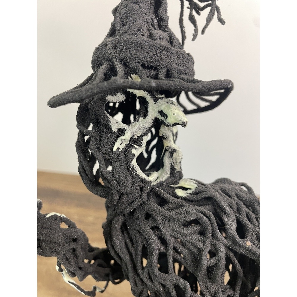 Halloween Witch 12" Figure Glow in the Dark Face Hands Wire Feel Wicker - Picture 8 of 8